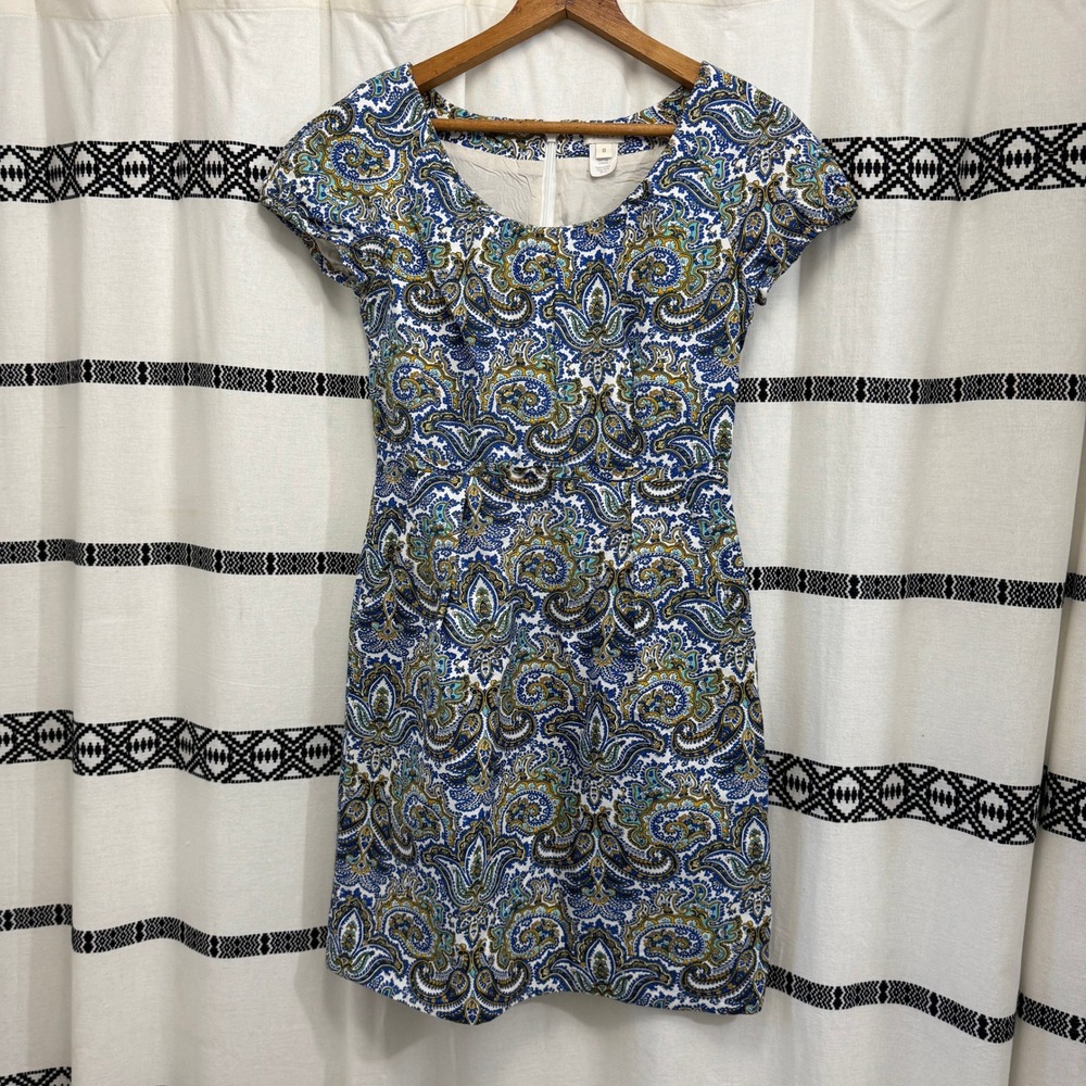 J.Crew Paisley Print Dress Size‎ 0 NWOT – Cotton Silk Blend, Lined, Pockets